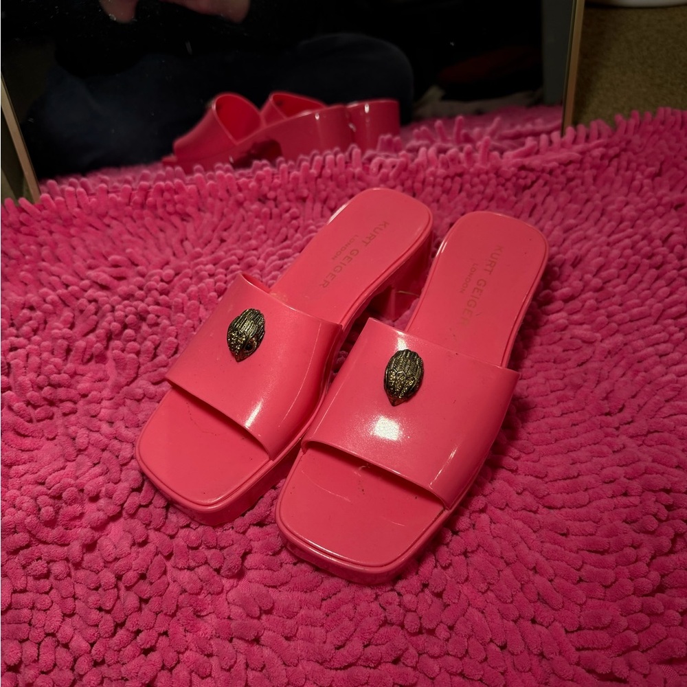 Kurt Geiger Vibrant Pink Mules with Metallic Detail